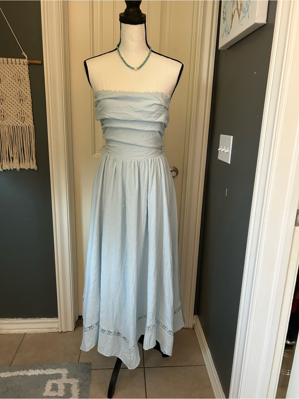 Light Blue Strapless Maxi Dress